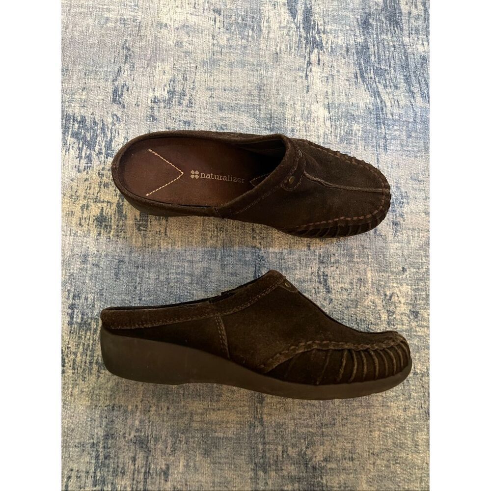Naturalizer Brown Suede Leather Keenan Mule Clogs Size 7